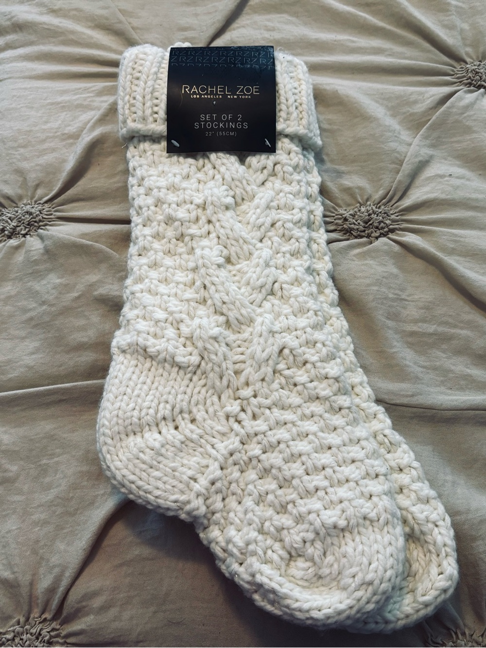 Rachel Zoe Cream Cable Knit Stockings - Set of 2